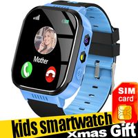 Smart Watch for Kids with SIM Card, Best Gifts for 4-12 Year Old Boys Girls, Kids Smart Watch GPS Tracker Watch with SOS Call Touch Screen Game Alarm for Kids Boys Girls (Blue)