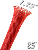 Electriduct 1.75" PET Expandable Braid Sleeving Flexible Wire Mesh Sleeve - 25FT (Red)
