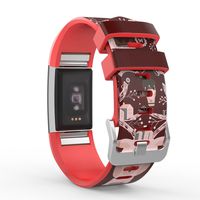 MoKo Fitbit Charge 2 Christmas Band, Soft Silicone Adjustable Replacement Sport Strap Band for Fitbit Charge 2 Heart Rate + Fitness Wristband, Wrist Length 5.70"-8.26", Town & Deer