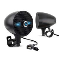 LEXIN LX-S3 New Metal Motorcycle Bluetooth Speaker with FM Radio, Motorcycle Audio Systems with USB Port for Charging, Fit 0.87 to 1.25 inch Handlebar for Harley-Davidson Yamaha Indian Scout, Black