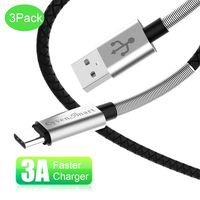 USB Type C Cable 3 ft, Compatible with Samsung Galaxy S8 S9 S10 Plus Charger (3A Fast Charging) 3 Pack 3 Feet USB A to USB-C TPE Cord Replacement for Samsung Note 9 8,LG V50 V40 G8 G7 Thinq, Moto Z