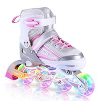 Kuxuan Saya Inline Skates Adjustable for Kids,Girls Rollerblades with All Wheels Light up,Fun Illuminating for Girls and Ladies - Small