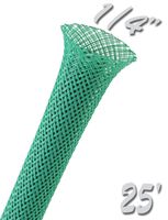 Electriduct 1/4" PET Expandable Braid Sleeving Flexible Wire Mesh Sleeve - 25Ft (Green)