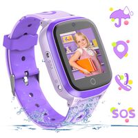 Kids Smart Watch Waterproof GPS+WIFI Tracker for 3-12 year Girls Boys ,with SOS 1.4" HD Touch Screen Two Way Call Phone Voice Chat Games Camera Alarm Clock Birthday Gifts Toys for Children (Purple)