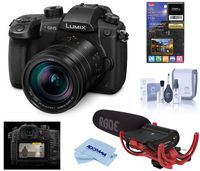 Panasonic LUMIX GH5 4K Mirrorless Digital Camera w/Leica 12-60mm Lens, Black, Bundle with Panasonic V-Log L Function Firmware Upgrade Kit, Rode VideoMic, LCD Protector, Cleaning Kit + Cloth