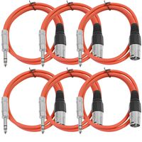 Seismic Audio SATRXL-M3Red6 3-Feet XLR Male to 1/4-Inch TRS Patch Cables - Red