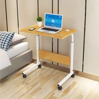 Henf Mobile Laptop Table Side Table Portable Rolling Laptop Computer Desk U-Shaped Breakfast TV Tray Height Adjustable Coffee Table End Table with Wheels,Wood