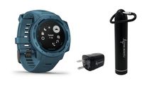 Garmin Instinct Rugged GPS Watch with Included Wearable4U Compact Power Pack Bundle (Lakeside Blue)