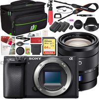 Sony a6400 4K Mirrorless Camera Body ILCE-6400/B Zeiss E 16-70mm F4 ZA OSS Lens Kit + Deco Gear Travel Case Photography Maintenace Set 2X Extra Battery Essential Bundle
