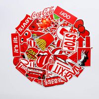 Sweetures Red Cute Stickers Funny Stickers for Teens, Girls, Adults - Stickers for Waterbottles,Laptop,Phone,Hydro Flask - Waterproof Vinyl Sticker (50pcs)
