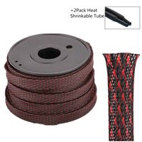 100ft-1/2 Inch PET Expandable Braided Cable Sleeving, Braided Wire Sleeve, Cable Sheath Mesh Wire Loom-Red&Black