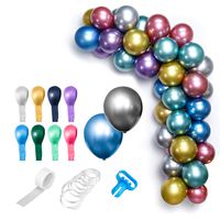Hautton Balloon DIY Arch Garland Kit, 50 Pcs 12 Inch Metallic Balloons, 16 Ft Decorating Strip Tape, 100 Dot Glue, 1 Tying Tool for Birthday Wedding Baby Shower Christmas Party Decoration