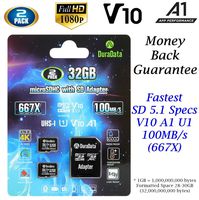 2-Pack TF Card 32GB Micro SD SDHC Card Plus Adapter (Amplim MicroSD Memory Card V10 A1 Class 10 UHS-I) 2X 32 GB Ultra High Speed 100MB/s 667X for Cell Phone Tablet GoPro Camera Fire Nintendo 3DS DJI