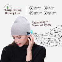 Upgraded Unisex Knit Bluetooth Beanie Hat/Headband Headphones V4.2 Unique Christmas Tech Gifts Stocking Stuffer w/Built-in Stereo Speakers (Hat, Light Grey)