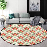 RUGSMAT Animal Modern Machine Washable Round Bath Mat,Victorian Hat Wearing Dogs Coffee Table Mat Non-Skid Living Room Carpet Round-63