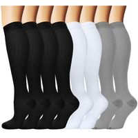 8 Pack Knee High Compression Socks For Men & Women-Best For Running,Athletic,Medical,Pregnancy and Travel -15-20mmHg (L/XL)