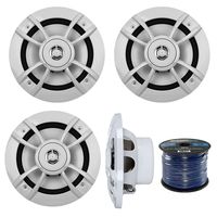 Kenwood KFC-1633MRW 6.5-Inch 100 Watts 2-Way Marine Boat Speakers (2 Pair) with 50-Feet Cadance Marine Speaker and Wire