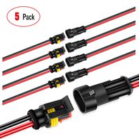 Nilight GA0007 Pin 2Pin Way 16AWG Waterproof Wire 1.5mm Series Terminal Connector-5 Pack,2 Years Warranty