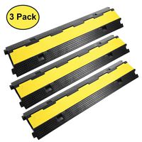 Reliancer 3 Pack Dual Channel Rubber Cable Protector Ramp 2 Channel Traffic Speed Bump 11000lbs Capacity Heavy Duty Hose Cable Track Protector Protective Cover Wires Concealer w/Flip-Open Top Cover