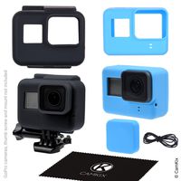 CamKix Silicone Sleeve Cases Compatible with The Frame of Your Gopro Hero 6/5 (1x Frame / 1x Camera Case, Blue + Black)