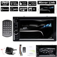 Double Din Indash Car Stereo with Reverse Camera, Mirror Link, Bluetooth,CD DVD Player, AM FM,USB, Steering Wheel Control + Remote Controller, for Scion tC xB 2005-2015
