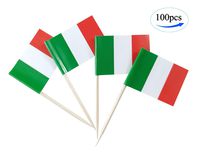 Italy Flag Italian Flags,100 Pcs Cupcake Toppers Flag, Country Toothpick Flag,Small Mini Stick flags Picks Party Decoration Celebration Cocktail Food Bar Cake Flags