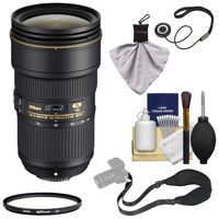 Nikon 24-70mm f/2.8E VR AF-S ED Nikkor Zoom Lens + Hoya Filter + Sling Strap Kit for D3300, D5300, D5500, D7100, D7200, D610, D750, D810, D4s Camera