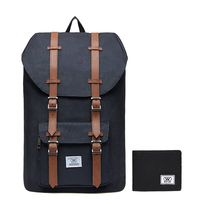 KAUKKO Laptop Outdoor Backpack Win·DF College Schoolbag Bookbag Travel Hiking Rucksack fits 15-Inch Laptop (Black[2PCS])