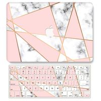 One Micron Case + Keyboard Cover Compatible with MacBook Air 13 Inch 2018 Plastic Pattern Hard Shell Compatible MacBook Air 13 Inch 2018 (Model:A1932)-Pink+White Marble