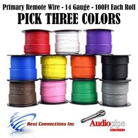 3 Pack 14 Ga Gauge 100 Feet Primary Remote Car Ground Hook up Wire Audiopipe
