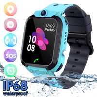 SZBXD Kids Waterproof Smart Watch Phone, LBS/GPS Tracker Touchscreen Smartwatch Games SOS Alarm Clock Camera Smart Watch Christmas Birthday Gifts for School Boy Girls (Blue)