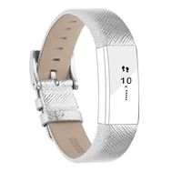 POY Replacement Bands Compatible for Fitbit Alta and Fitbit Alta HR, Genuine Leather Wristbands, Silver