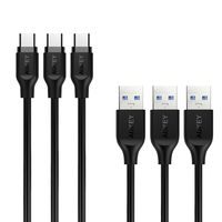 AUKEY [Updated] USB C Cable 3.3ft, [3 Pack] USB 3.0 Type C Cable Fast Charge for Samsung Galaxy S9 S9 Plus S8 S8 Plus Note 8, LG V30 V20 G6 G5, HTC U11/10 and More