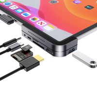 USB C Hub Compatible with iPad Pro, Vogek 6-in-1 Aluminum iPad Pro Docking Station, Multifunctional Type-C Adapter to USB 3.1, SD/TF Card Reader, PD Charging, 4K HDMI, 3.5mm Headphone Jack