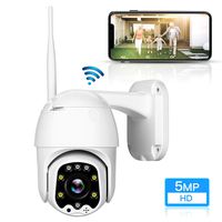 TOMLOV 5MP HD WiFi Outdoor PTZ Security Camera with 5X(2.7-13.5mm) Optical Zoom CamHi APP 2592x1092 Pixel Intelligent Full-Color Night Vision Two-Way Audio 5db External Antenna for House