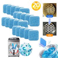 Effervescent Tablet Washer Cleaner Washing Machine Cleaner, Solid Washing Machine Cleaner, Deep Cleaning Remover with Triple Decontamination for Bath Room Kitchen 20 Pack