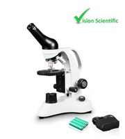 Vision Scientific VME0006-RC Monocular Compound Microscope, 10x WF Eyepiece, 40x-400x Magnification, LED Illumination, Separate Coarse & Fine Focus, Gliding Round Stage, Rechargeable Battery