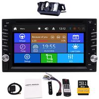 Upgrade Version with Camera!6.2' Double 2 Din Car DVD CD Video Player Bluetooth GPS Navigation Touch Screen Car Stereo Radio Car PC Support FM AM RDS AUX USB Dual SD Card Slot +Remote Control