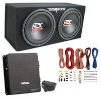 MTX 12" 1200W Dual Loaded Car Audio Subwoofers with Box Enclosure Package