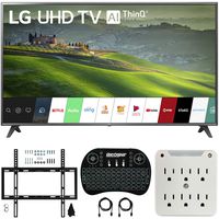 LG 75UM6970 75-inch HDR 4K UHD Smart IPS LED TV (2019) Bundle with Deco Mount Flat Wall Mount Kit, Deco Gear Wireless Backlit Keyboard and 6-Outlet Surge Adapter with Night Light