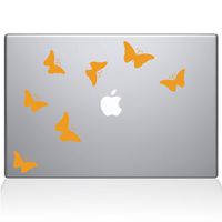 The Decal Guru 1029-MAC-13P-SY Butterflies Decal Vinyl Sticker, 13" Macbook Pro (2015 & older), Yellow
