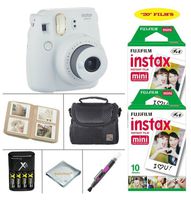Fujifilm Instax Mini 9 Instant Camera (Smokey White) + Fujifilm Instax Instant Film 20 Sheets + 4 Batteries & Charger + Photo Album + Convenient Case + More
