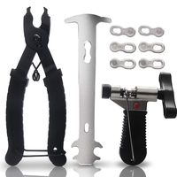 Ponwec Bike Chain Tools with Chain Hook Chain Cutter Bike Link Plier Chain Wear Indicator Tool + 3 Pairs Bicycle Missing Links, Road and Mountain Bike Chain Repair Tools for All Models of Bike Chains