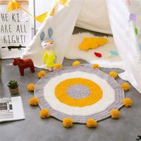 Children'S Floor Mats, Hand-Woven Mats, Striped Nordic Style, Knitted Blankets
