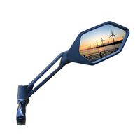 New Scratch Resistant Glass Lens,Handlebar Bike Mirror, Adjustable Safe Rearview Mirror, Bicycle Mirror (Blue Right Side) ME-005RB