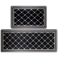 HEBE Anti Fatigue Kitchen Rug Sets 2 Pieces Thick Cushioned Kitchen Floor Mats Set Heavy Duty Comfort Standing Mats Waterproof Kitchen Runner Mats(18"x27"+18"x48", Diamond)
