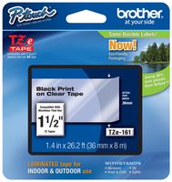Genuine Brother 1-1/2" (36mm) Black on Clear TZe P-touch Tape for Brother PT-9200DX, PT9200DX Label Maker