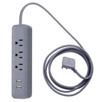 Globe Electric Designer Series 6ft 6-Outlet USB Surge Protector Power Strip, 2x USB Ports, Surge Protector, Right Angle Plug, Circuit Breaker Switch, Gray Finish 78252