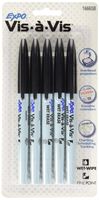 EXPO 16665B Vis-A-Vis Wet-Erase Overhead Transparency Markers, Fine Point, Black, 5-Count