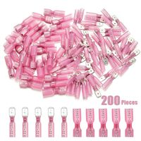 200pcs Heat Shrink Spade Connectors, Sibaok 22-16 Gauge Fully Insulated Female & Male Electrical Spade Terminals, Waterproof Quick Disconnect Crimp Connector Kit, Red